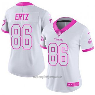 Maglia NFL Limited Donna Philadelphia Eagles 86 Zach Ertz Bianco Rosa Stitched Rush Fashion