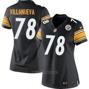 Maglia NFL Limited Donna Pittsburgh Steelers 78 Villanueva Nero Bianco