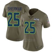 Maglia NFL Limited Donna Seattle Seahawks 25 Richard Sherman Verde Stitched 2017 Salute To Service