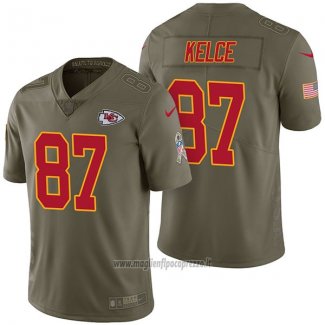 Maglia NFL Limited Kansas City Chiefs 87 Travis Kelce 2017 Salute To Service Verde