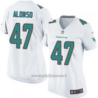 Maglia NFL Game Donna Miami Dolphins Alonso Bianco