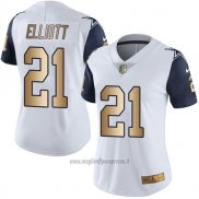 Maglia NFL Limited Donna Dallas Cowboys 21 Ezekiel Elliott Elite Bianco Or