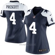 Maglia NFL Limited Donna Dallas Cowboys 4 Dak Prescott Throwback Alternate Blu