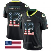 Maglia NFL Limited Green Bay Packers Rodgers Rush USA Flag Nero