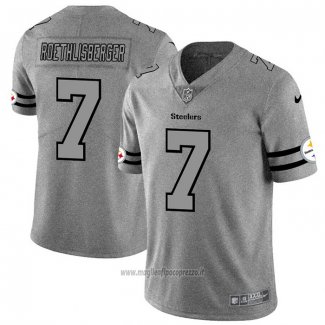Maglia NFL Limited Pittsburgh Steelers Roethlisberger Team Logo Gridiron Grigio