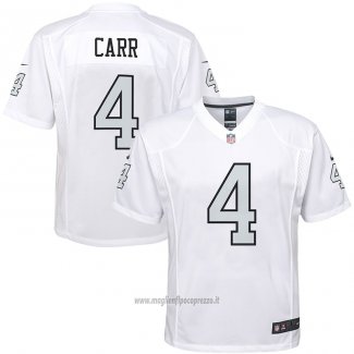 Maglia NFL Game Bambino Las Vegas Raiders Derek Carr Bianco Color Rush