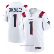 Maglia NFL Game New England Patriots Christian Gonzalez 2023 NFL Draft First Round Pick Bianco
