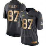 Maglia NFL Gold Anthracite Kansas City Chiefs Kelce Salute To Service 2016 Nero