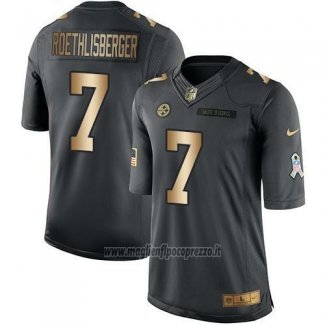 Maglia NFL Gold Anthracite Pittsburgh Steelers Roethlisberger Salute To Service 2016 Nero