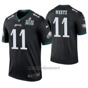 Maglia NFL Legend Philadelphia Eagles Carson Wentz Nero Super Bowl Lii Champions Color Rush
