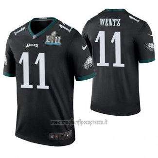 Maglia NFL Legend Philadelphia Eagles Carson Wentz Nero Super Bowl Lii Champions Color Rush