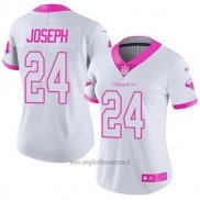 Maglia NFL Limited Donna Houston Texans 24 Johnathan Joseph Bianco Rosa Stitched Rush Fashion