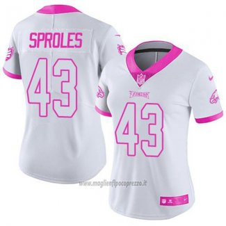 Maglia NFL Limited Donna Philadelphia Eagles 43 Darren Sproles Bianco Rosa Stitched Rush Fashion
