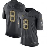 Maglia NFL Limited Minnesota Vikings 8 Sam Bradford Nero Stitched 2016 Salute To Service