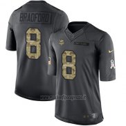 Maglia NFL Limited Minnesota Vikings 8 Sam Bradford Nero Stitched 2016 Salute To Service