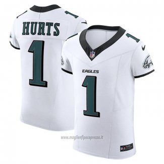 Maglia NFL Elite Philadelphia Eagles Jalen Hurts Vapor F.U.S.E. Bianco
