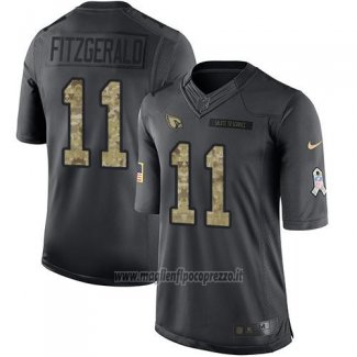 Maglia NFL Limited Arizona Cardinals 11 Larry Fitzgerald Nero Stitched 2016 Salute To Service