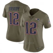 Maglia NFL Limited Donna New England Patriots 12 Brady 2017 Salute To Service Verde