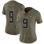Maglia NFL Limited Donna New Orleans Saints 9 Brees 2017 Salute To Service Verde