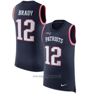 Maglia NFL Limited New England Patriots Senza Maniche 12 Brady Blu