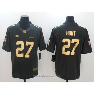 Maglia NFL Anthracite Kansas City Chiefs 27 Hunt Limited Gold Nero