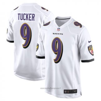 Maglia NFL Game Baltimore Ravens 9 Justin Tucker Bianco
