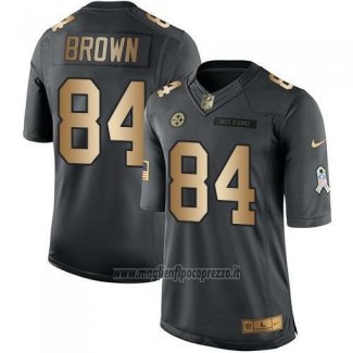 Maglia NFL Gold Anthracite Pittsburgh Steelers Brown Salute To Service 2016 Nero