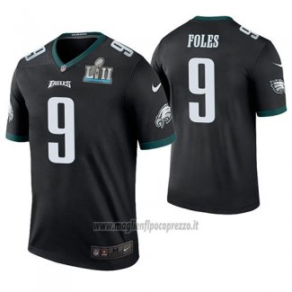 Maglia NFL Legend Philadelphia Eagles Nick Foles Nero Super Bowl Lii Champions Color Rush