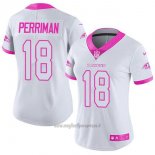 Maglia NFL Limited Donna Baltimore Ravens 18 Breshad Perriman Bianco Rosa Stitched Rush Fashion