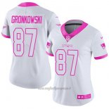 Maglia NFL Limited Donna New England Patriots 87 Rob Gronkowski Bianco Rosa Stitched Rush Fashion