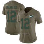 Maglia NFL Limited Donna New York Jets 12 Joe Namath Verde Stitched 2017 Salute To Service