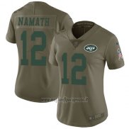 Maglia NFL Limited Donna New York Jets 12 Joe Namath Verde Stitched 2017 Salute To Service