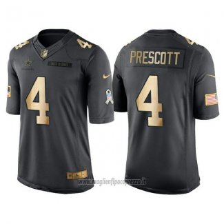 Maglia NFL Gold Anthracite Dallas Cowboys Prescott Salute To Service 2016 Nero