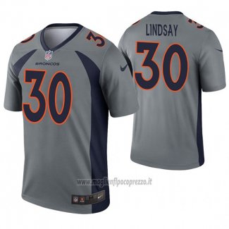 Maglia NFL Legend Denver Broncos 30 Phillip Lindsay Inverted Grigio