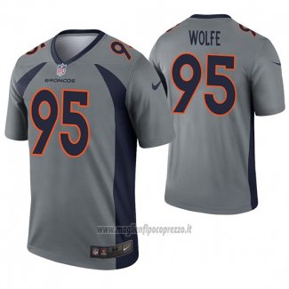 Maglia NFL Legend Denver Broncos 95 Derek Wolfe Inverted Grigio