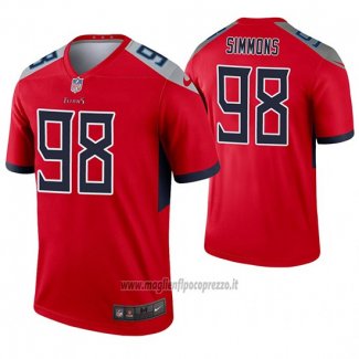 Maglia NFL Legend Tennessee Titans 98 Jeffery Simmons Inverted Rosso