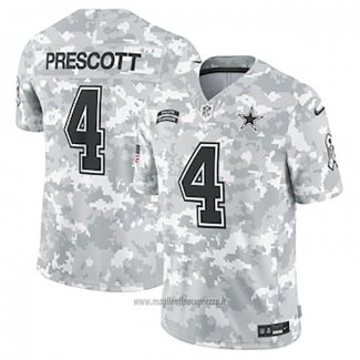 Maglia NFL Limited Dallas Cowboys Dak Prescott 2024 Salute To Service Grigio