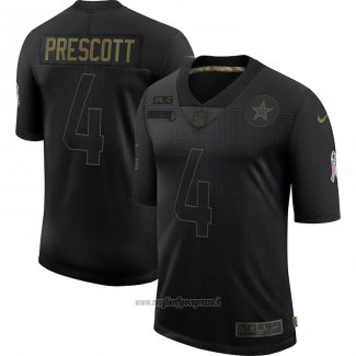 Maglia NFL Limited Dallas Cowboys Prescott 2020 Salute To Service Nero