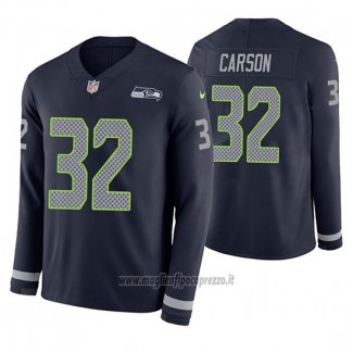 Maglia NFL Therma Manica Lunga Seattle Seahawks Chris Carson Blu