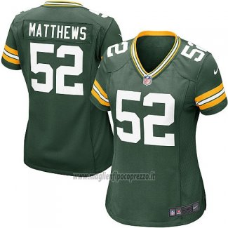 Maglia NFL Game Donna Green Bay Packers Matthews Verde Militar