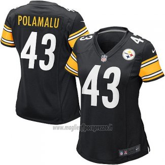 Maglia NFL Game Donna Pittsburgh Steelers Polamalu Nero