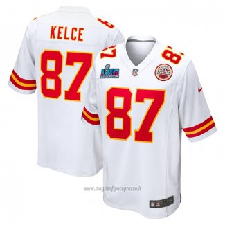 Maglia NFL Game Kansas City Chiefs Travis Kelce Super Bowl Lvii Patch Away Bianco