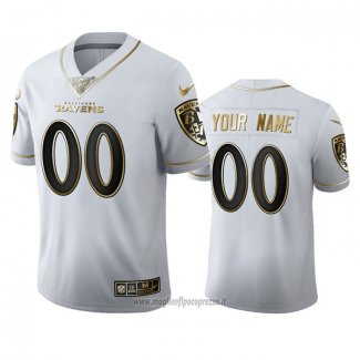 Maglia NFL Limited Baltimore Ravens Personalizzate Golden Edition Bianco