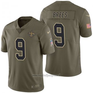 Maglia NFL Limited New Orleans Saints 9 Drew Brees 2017 Salute To Service Verde