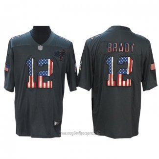 Maglia NFL Limited Tampa Bay Buccaneers 12 Tom Brady Retro Flag Nero