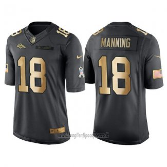 Maglia NFL Gold Anthracite Denver Broncos Manning Salute To Service 2016 Nero
