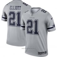 Maglia NFL Legend Dallas Cowboys 21 Ezekiel Elliott Inverted Grigio