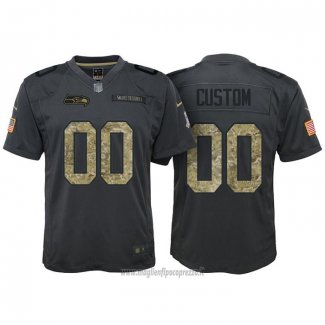 Maglia NFL Limited Bambino Seattle Seahawks Personalizzate 2016 Salute To Service Nero