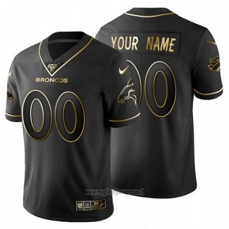 Maglia NFL Limited Denver Broncos Personalizzate Golden Edition Nero