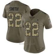 Maglia NFL Limited Donna Dallas Cowboys 22 Emmitt Smith Verde Stitched 2017 Salute To Service